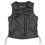 Vance Leather Ladies Economy Leather Five-Snap Lace Side Vest - front - view