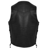 Vance VL915 Men's Black Premium Cowhide Ten Pocket Leather Vest - back View