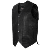 Vance VL915S Men's Black Ten Pocket Leather Vest - main