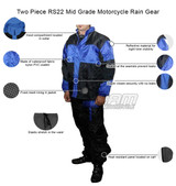 Mens RS22 Two Piece Motorcycle Rain Gear - Infographics