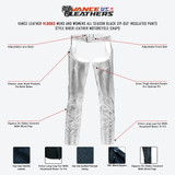 Vance Leather VL806S Mens and Womens All Season Black Zip-out Insulated Pants Style Biker Leather Motorcycle Chaps - Infographics