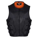 Vance VL904 Mens Black SWAT Team Style Premium Cowhide Biker Motorcycle Leather Vest