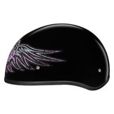 Daytona Women's Skull Cap Barbed Wire Heart Half Helmet - Side View