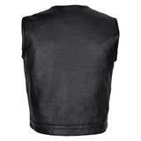 Vance VL919BP Men's Black Premium Cowhide Leather Biker Motorcycle Vest With Quick Access Conceal Carry Pockets and Paisley Liner - Back View