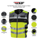 Fly Fast-Pass High Visibility Orange or Yellow Motorcycle Safety Vest - Infographics
