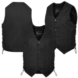 Vance Mens Black Textile Ten Pocket Motorcycle Vest-all