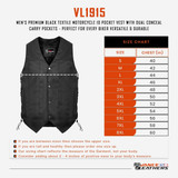 Vance-Mens-Black-Textile-Ten-Pocket-Motorcycle-Vest-size-chart