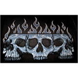 Vance VS366 Black Embroidered Reflective Skull Design Motorcycle Luggage Travel Sissy Bar Roll Trunk Bag - Grey Flame