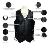 Vance MV106 Tall Size Mens Black Concealed Carry Ten Pocket Leather Vest - Infographics