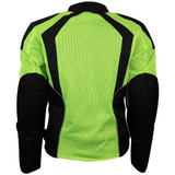 Advance Vance VL1673HG Womens High Visibility Neon All Weather Season CE Armor Mesh Motorcycle Riding Jacket - Back View