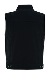 Mens Black Jean Style Denim Motorcycle Vest - Back