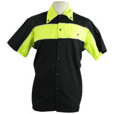 Vance Men's Classic Button Front Pit Shirt - Black/Yellow