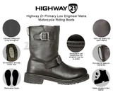 Highway 21 Primary Low Engineer Mens Motorcycle Riding Boots - Infographics