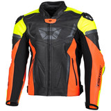 Cortech Apex V1 Leather Motorcycle Jacket-Black/Hi-Viz
