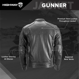 Highway 21 Gunner Leather Motorcycle Jacket - Infographics