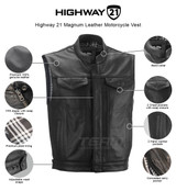 Highway 21 Magnum Leather Motorcycle Vest - Infographics