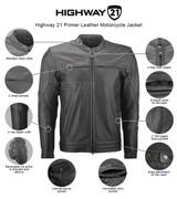 Highway 21 Primer Leather Motorcycle Jacket - Infographics