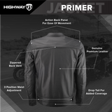 Highway 21 Primer Leather Motorcycle Jacket - Infographics