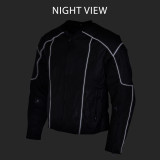 Advanced Vance VL1627 3-Season Mesh/Textile CE Armor Motorcycle Jacket - night View
