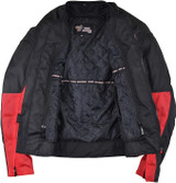 Advanced Vance VL1627 3-Season Mesh/Textile CE Armor Motorcycle Jacket - black/red - front open view