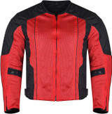 Advanced Vance VL1627 3-Season Mesh/Textile CE Armor Motorcycle Jacket - black/red - front view