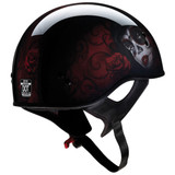 Z1R Vagrant Red Catrina Half Helmet - Rear View