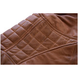 Vance Leather Men's Cafe Racer Waxed Lambskin Austin Brown Motorcycle Leather Jacket- Detail