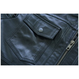 Vance Leather VL551B Men's Sven Bomber Black Waxed Premium Cowhide Motorcycle Leather Jacket with Removeable Hood  - detail