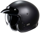 HJC-V31-Solid-Open-Face-Motorcycle-Helmet-Flat Black-Visor-View