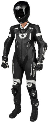 Cortech-Sector-Pro-Air-Motorcycle-Race-Suit-Black/White-Front-Angle-1