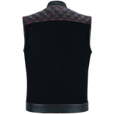 Vance-Leathers-VB924RD-Men's-Denim-Leather-Motorcycle-Vest-with-Red-Stitching-back-view