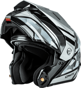 Gmax-MD-74-Striker-Silver-Blue-Modular-Motorcycle-Helmet-open-front-view