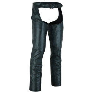 Vance Leather VL806S Mens and Womens All Season Black Zip-out Insulated Pants Style Biker Leather Motorcycle Chaps