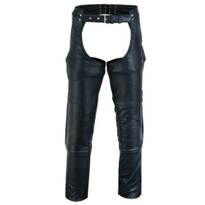 Vance Leather VL811S Men and Women Black Four Pocket Biker Leather Motorcycle Chaps - Main