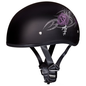 Daytona Women's Skull Cap Purple Rose Half Helmet
