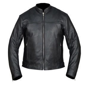 High Mileage HMM544 Men's Advanced Clean Cut Concealed Carry Black Cowhide Leather Scooter Biker Riding Jacket