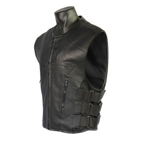 MEN'S BIKER UPDATED BLACK SWAT TEAM STYLE CANVAS MOTORCYCLE VEST W/2GU –  Leather Place