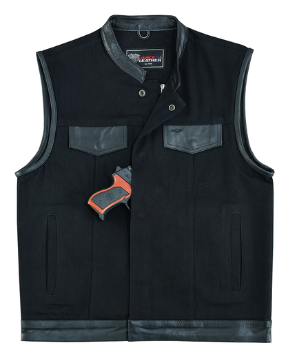 Denim-Black-Club-Vest-Leather-trims-front