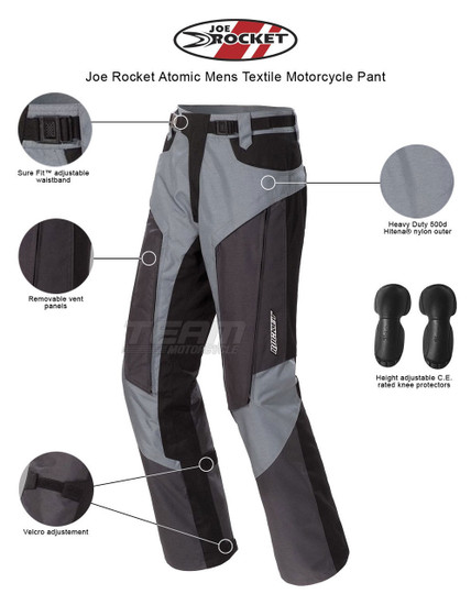 Joe Rocket Atomic Mens Textile Motorcycle Pant - Infographics