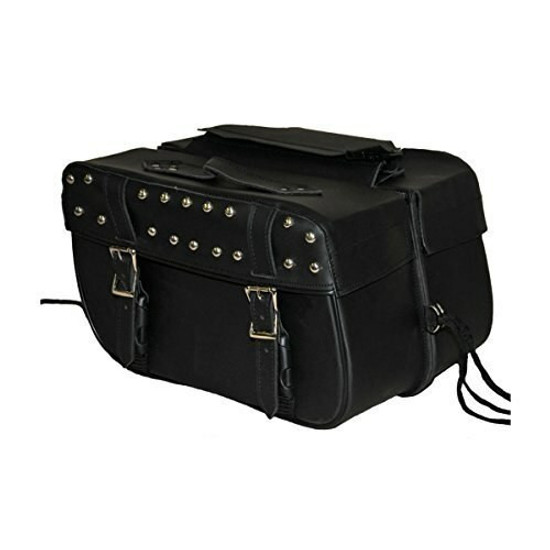 Zip Off and Throw Over Studded Motorcycle Saddlebags - SD219
