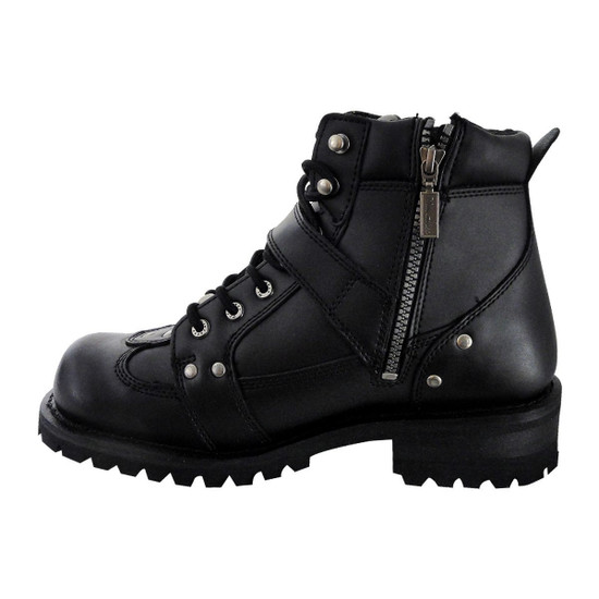 Mens Milwaukee Motorcycle Clothing Company MMCC Road Captain Motorbike Biker Riding Black Leather Boots-Side View-1