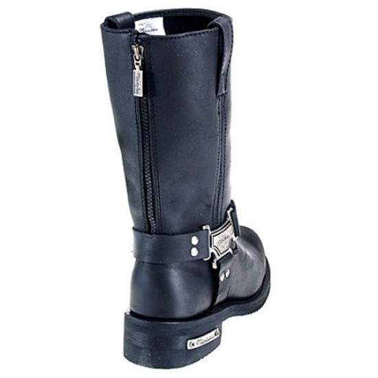 Womens Milwaukee Motorcycle Clothing Company MMCC Classic Harness Motorbike Biker Riding Black Leather Boots -Back View