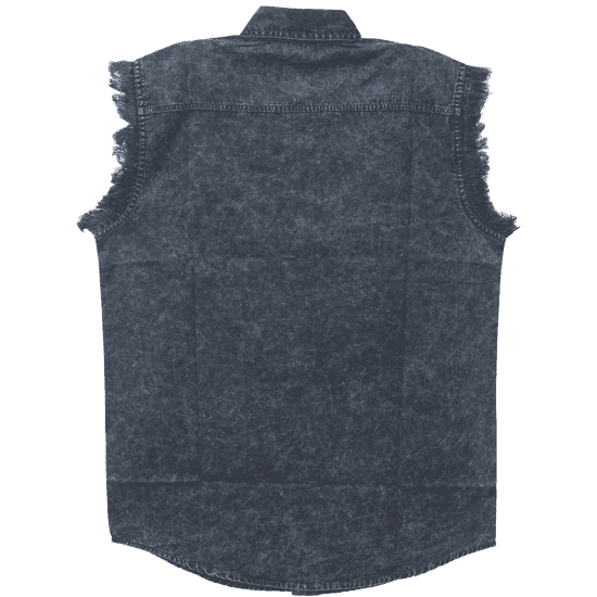Vance VB731 - Men's Biker Motorcycle Charcoal Acid Wash Cut Off Sleeveless Shirt - back view