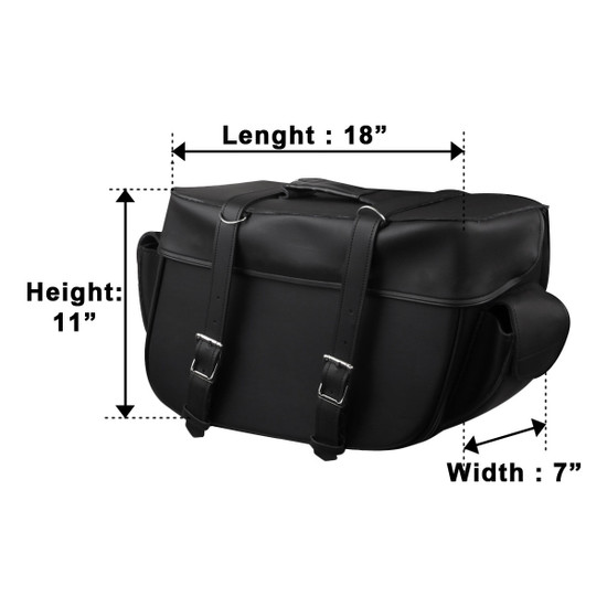 Big Motorcycle Zip Off and Throw Over Saddlebags With Outside Pockets - Dimension