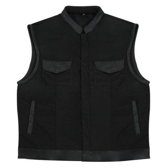 MV720Matt Mens Black SOA Club Style Textile Motorcycle Vest