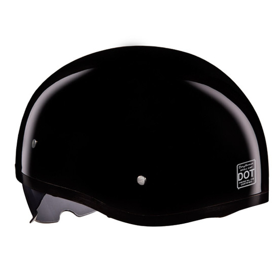 Daytona Skull Cap Half Helmet with Inner Sun Shield - Rear-View
