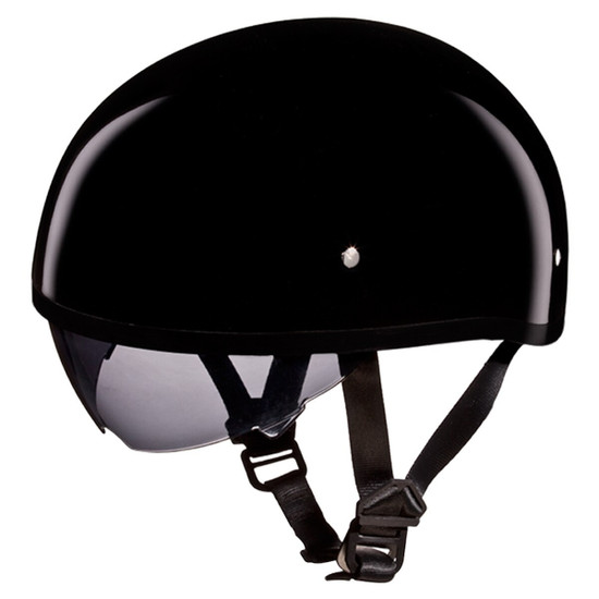 Daytona Skull Cap Half Helmet with Inner Sun Shield - Gloss Black