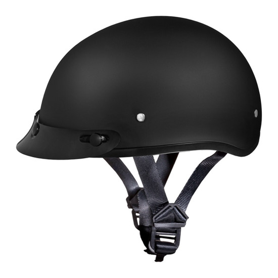 Daytona Skull Cap Half Helmet with Peak Visor - Flat Black