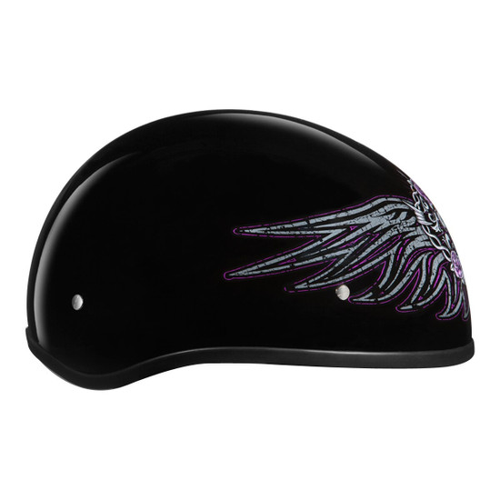 Daytona Women's Skull Cap Barbed Wire Heart Half Helmet - Side View