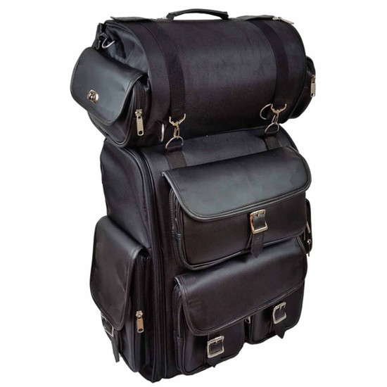 Vance VS1349B Black Large Deluxe Motorcycle Luggage Travel Touring Sissy Bar Bag